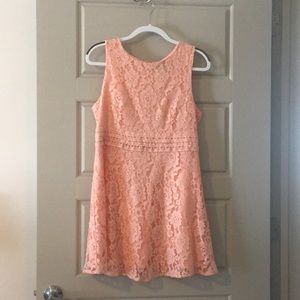 Short light pink lace dress